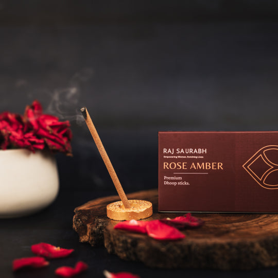 Dhoop: Divine Range - 4" Rose Amber Dhoop Sticks